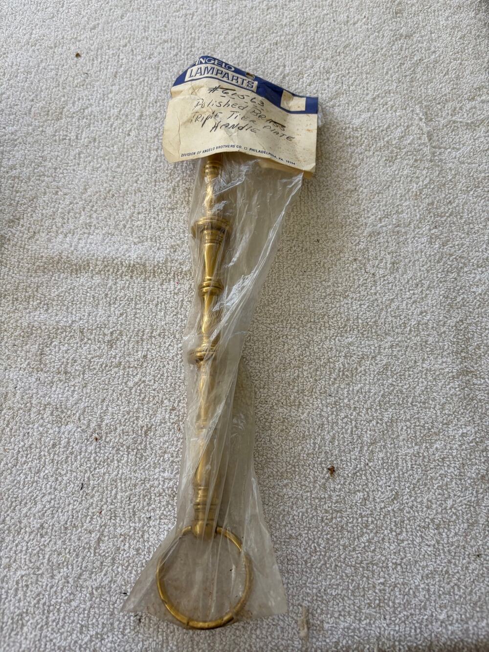 NOS Replacement Polished Brass triple tier plate handle. Vintage